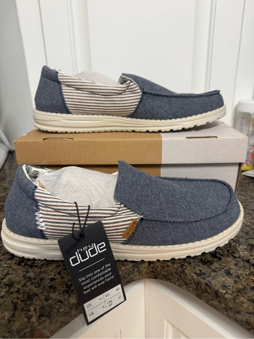 New In Box Hey Dude Womens Misty Slip On Shoes Blue Barbados Size 11